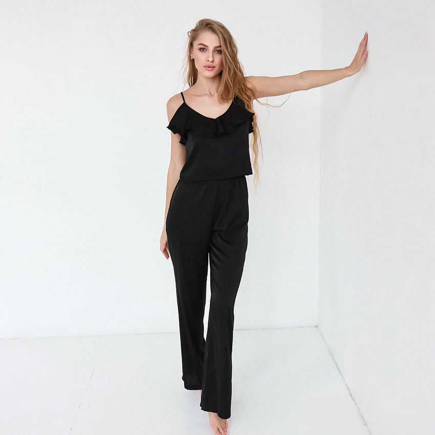 Dame elegant og luftigt Jumpsuit med flæse-detaljer Stilla