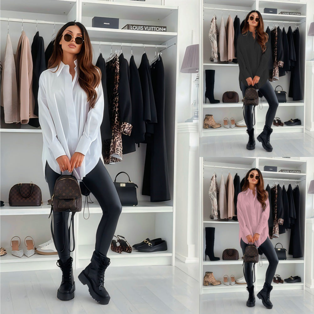 Dame elegant bluse med moderne oversized snit og strukturerede ærmer Stilla