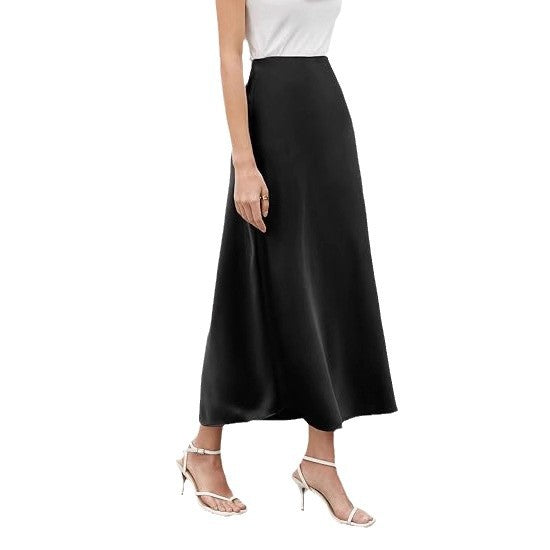 Dame Elegant Flydende Satin Maxi-Nederdel Stilla