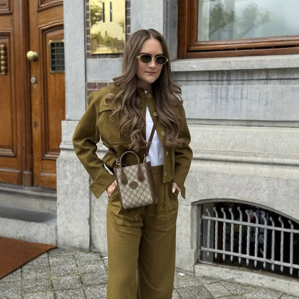 Dame cropped Utility-jakke med påsatte lommer Stilla