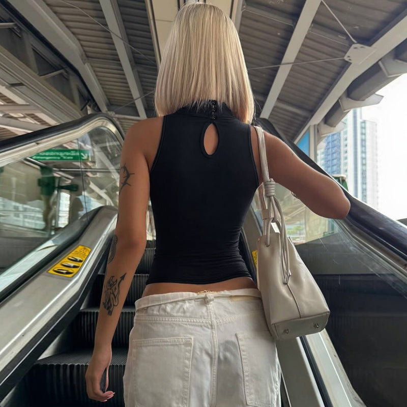 Dame Elegant højhalset top med legesygt knude-detalje Stilla