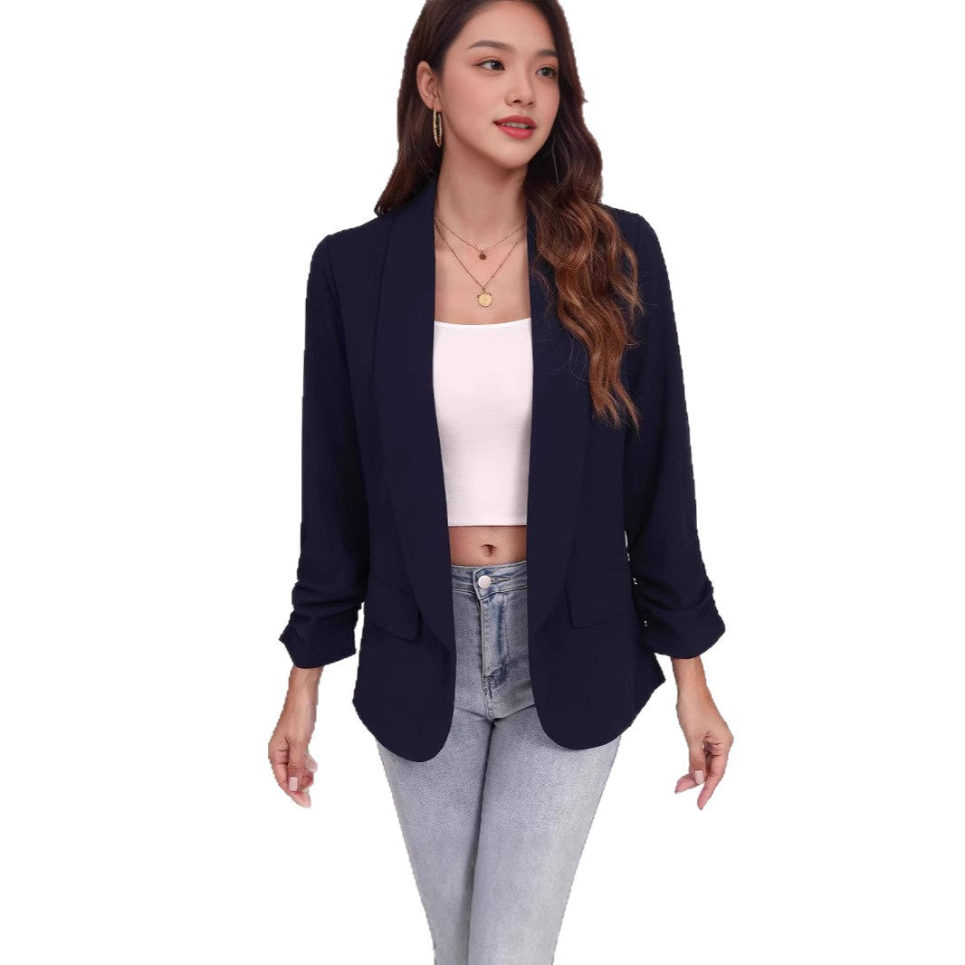 Dame elegant Blazerjakke med smalle revers og praktiske lommer Stilla