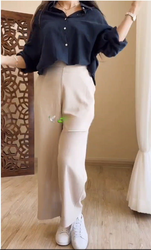 Dame afslappet bluse med moderne oversized snit og elegant knapliste Stiila