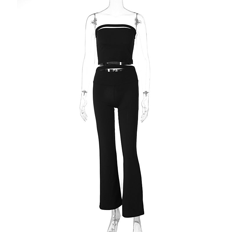 Dame sæt bestående af crop-top og bred buksedragt Stilla