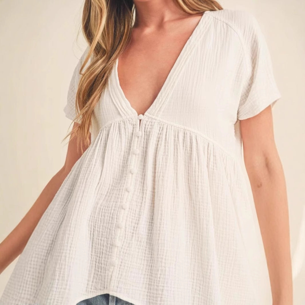 Dame afslappet bluse med asymmetrisk kant Stilla