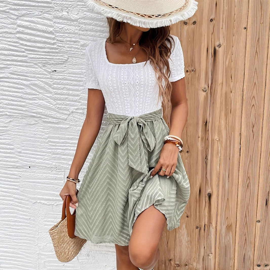 Dame A-linje kjole med taljebælte Stilla