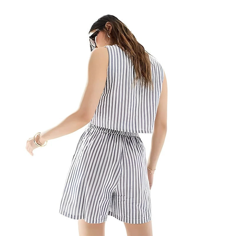 Dame Cropped Bluse med moderigtigt stribemønster Stilla