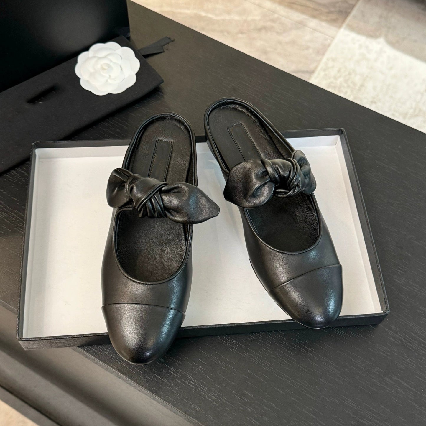 Dame Dekorativ Sløjfe-Detalje Ballerina Flade Stilla