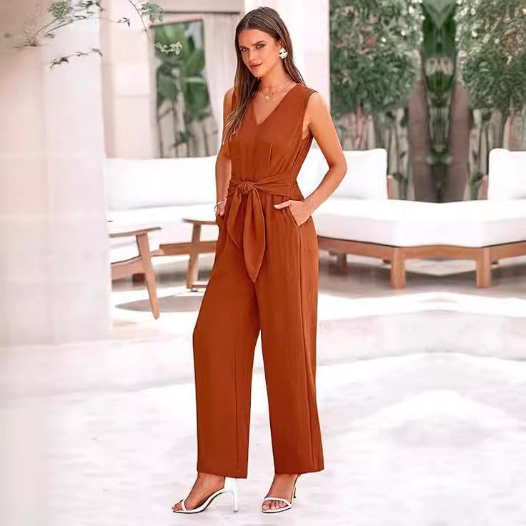 Damer Elegante Jumpsuit med V-udskæring og figursyet design Stilla