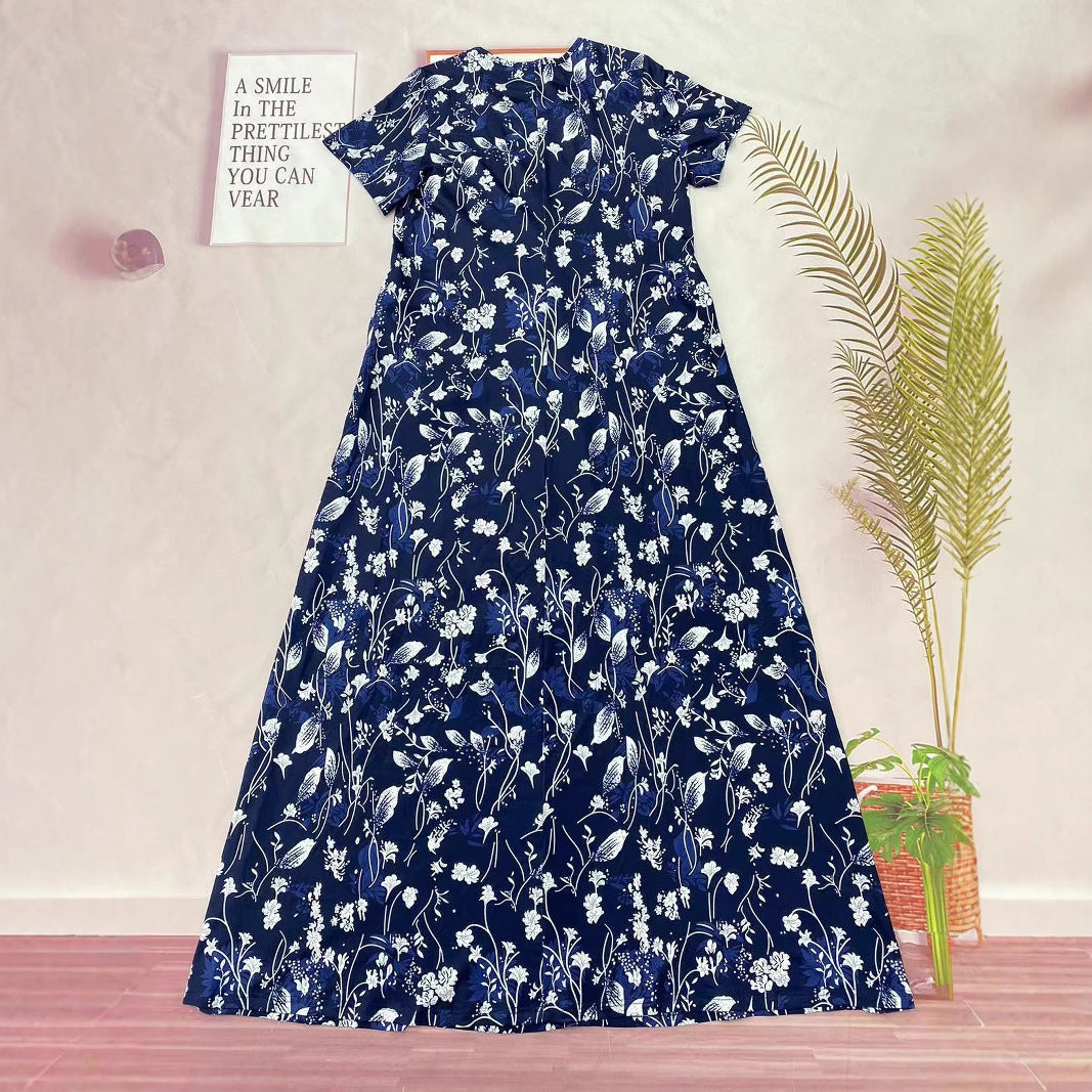 Dame A-linje Midi Kjole med kunstnerisk bladtryk Stilla