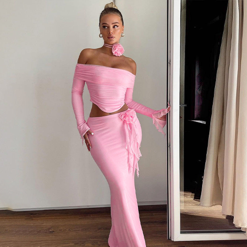 Dame Elegant Cut-Out Aftenkjole med off-shoulder Design Stilla