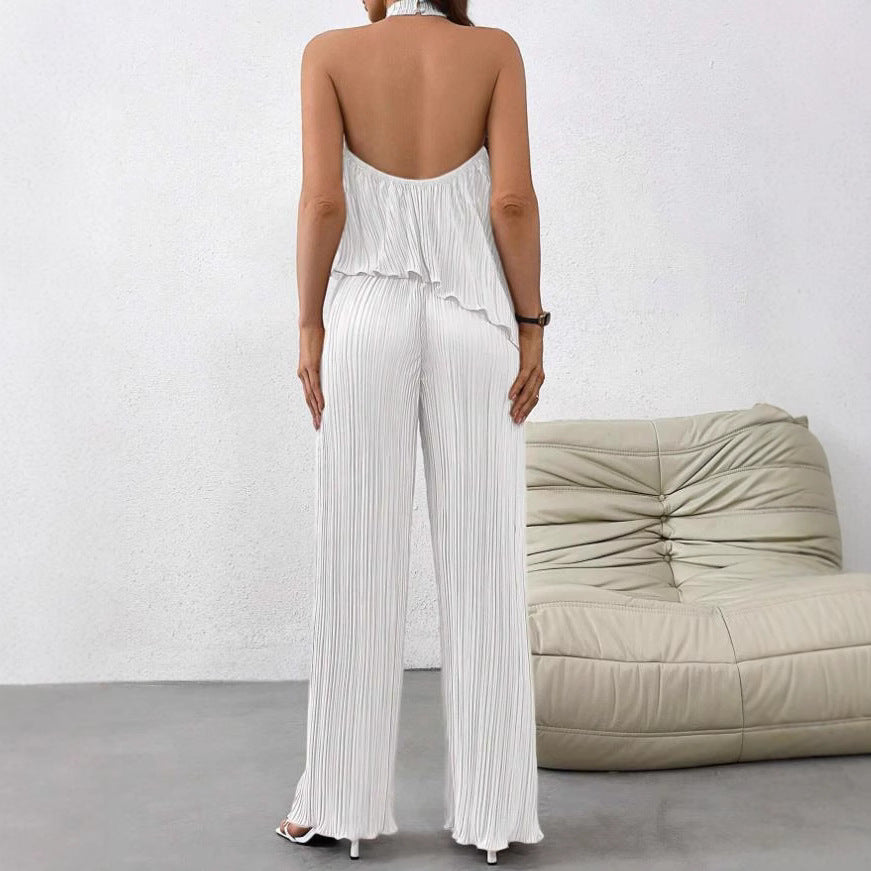Dame Langbenet Jumpsuit med plisseret design Stilla