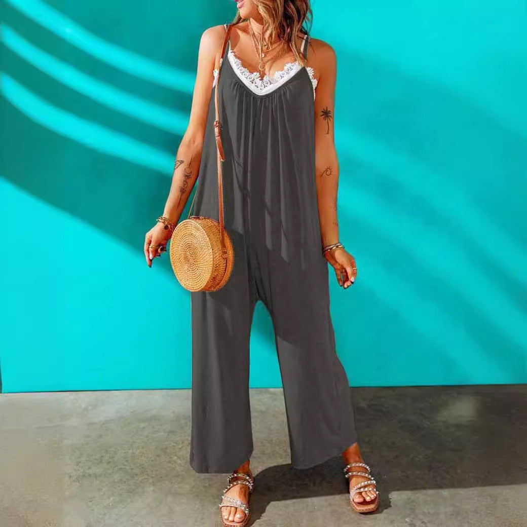 Dame luftig Jumpsuit med spidse Stilla