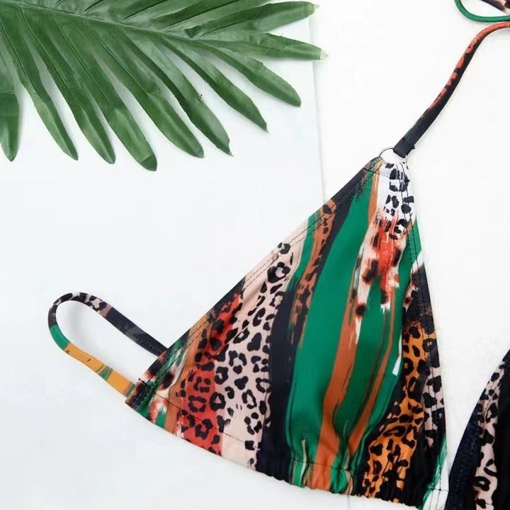Dame triangel-bikini-sæt med modefringet nederdel Stilla