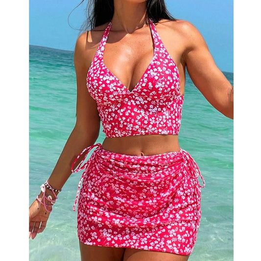 Dame Crop-Top og Wrap-nederdel sæt med floralt design Stilla