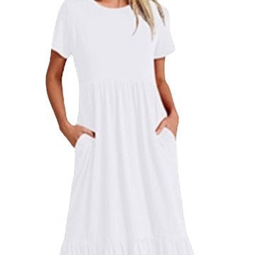 Dame afslappet maxikjole med lommer og voluminøst skørt Stilla