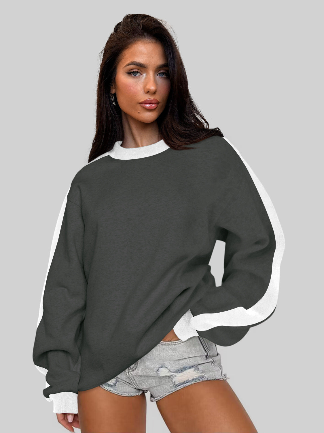 Dame mode sweatshirts med kontrastærmer Stilla