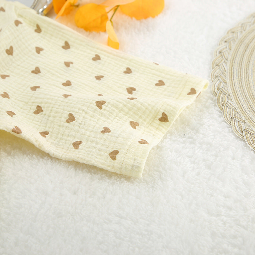 Dame afslappende pyjamasæt med legende hjerte-mønster og elastisk talje Stilla