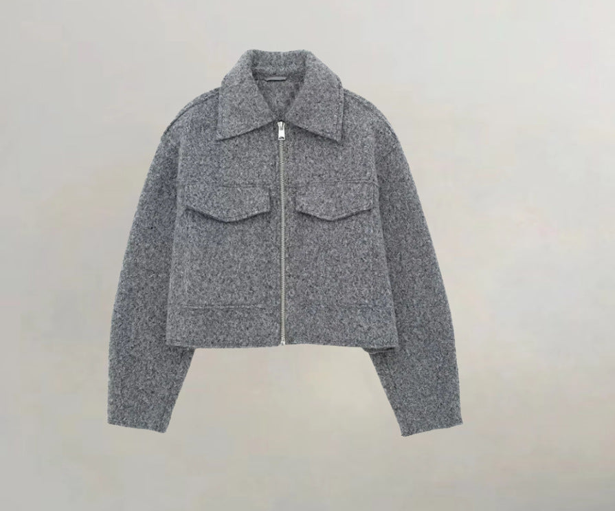 Dame Cropped Jakke med trykknapper og brystlommer Stilla