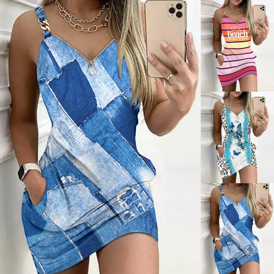 Dame Denim-overall med lynlås og lommer Stilla