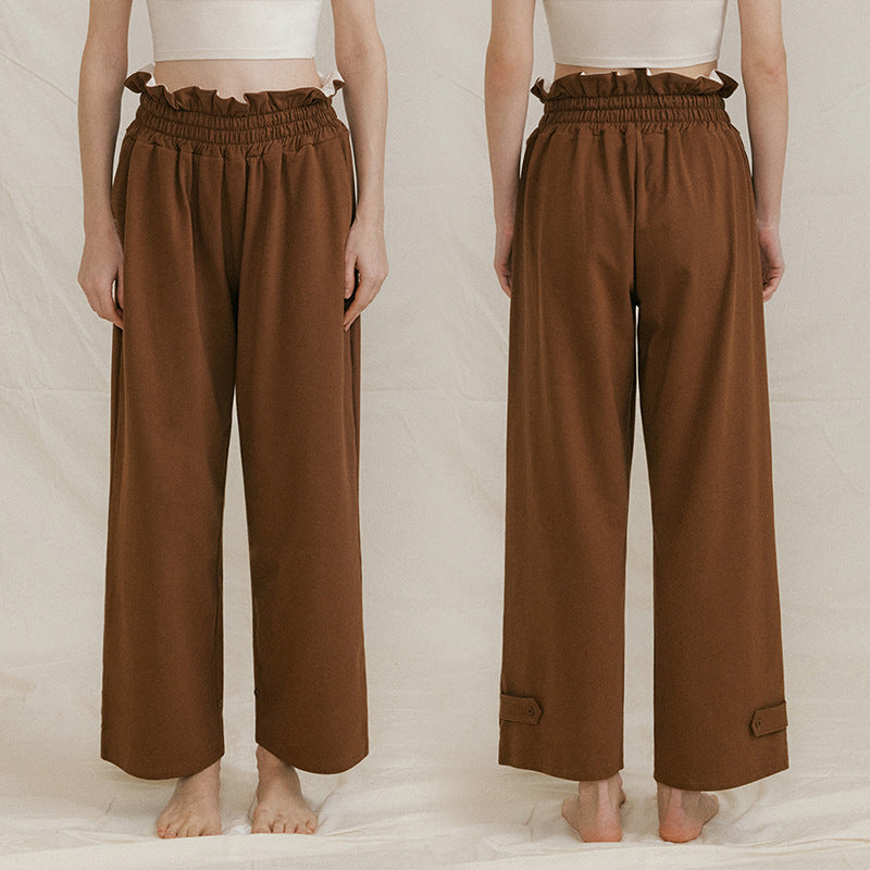 Dame bred chinos med elastisk talje og mode detaljer Stilla