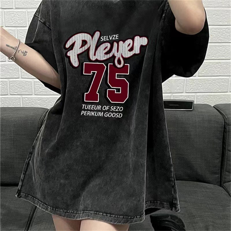 Dame afslappet oversized T-shirt med sporty skrift Stilla