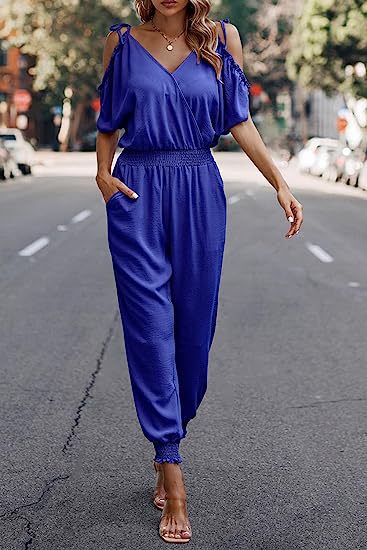 Damer Elegant Jumpsuit med skulderfrihed og smalle ben Stilla