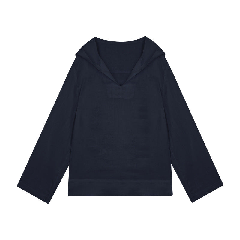 Dame afslappet langærmet skjorte med moderne V-udskæring og løs pasform Stilla