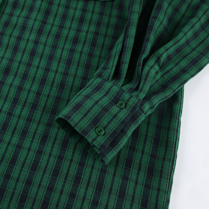 Dame Oversized Ternet Skjorte med to påsyede lommer og afslappet snit Stilla