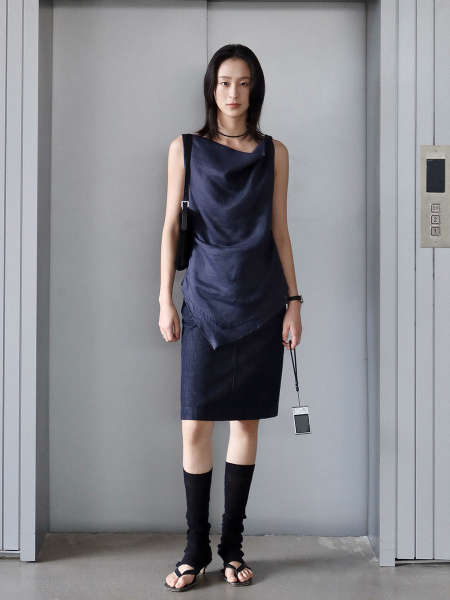 Dame Denim blyant nederdel med høj talje og praktiske lommer Stilla