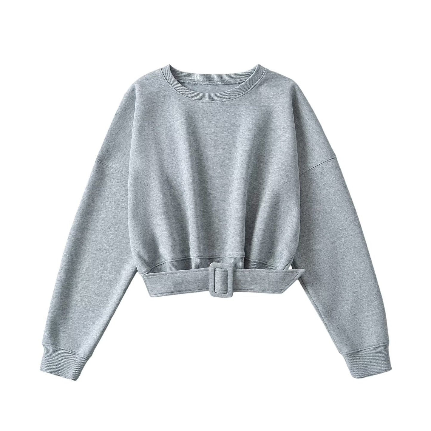 Dame Cropped Sweatshirt med afslappet pasform og moderne bælte Stilla