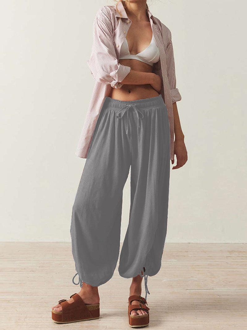 Dame afslappet sommerbukser lavet af let materiale med snøre Stilla