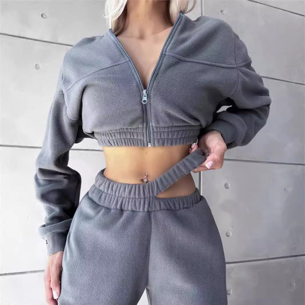 Stilla | Varm Fleece Sweatshirt Dobbelt Talje Bukser Sæt