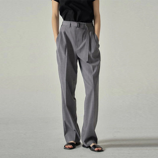 Dame elegant høj talje bukser med moderne snit og bindebælte Stilla