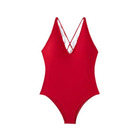 Dame Dyb V-hals Rygfri Enkelt Badebuks Stilla