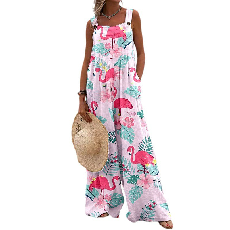 Dame Løs Jumpsuit med floraltryk og bredt ben Stilla