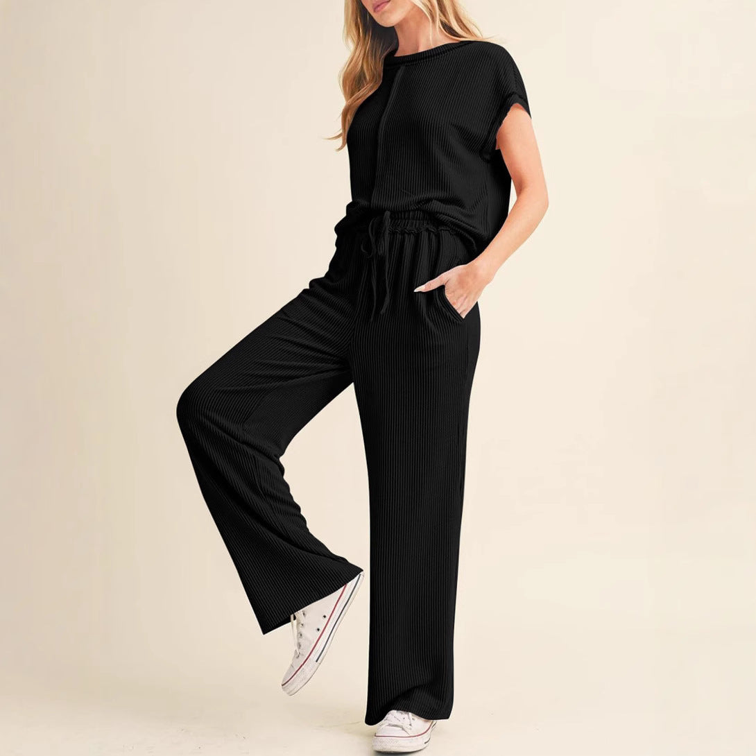 Dame afslappet lounge-sæt med elastisk talje og bred pasform Stilla