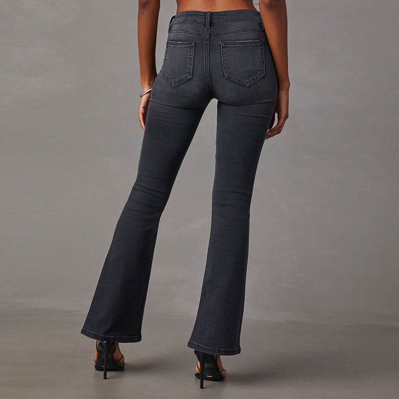 Dame Bootcut Jeans med høj talje og elegant vask Stilla