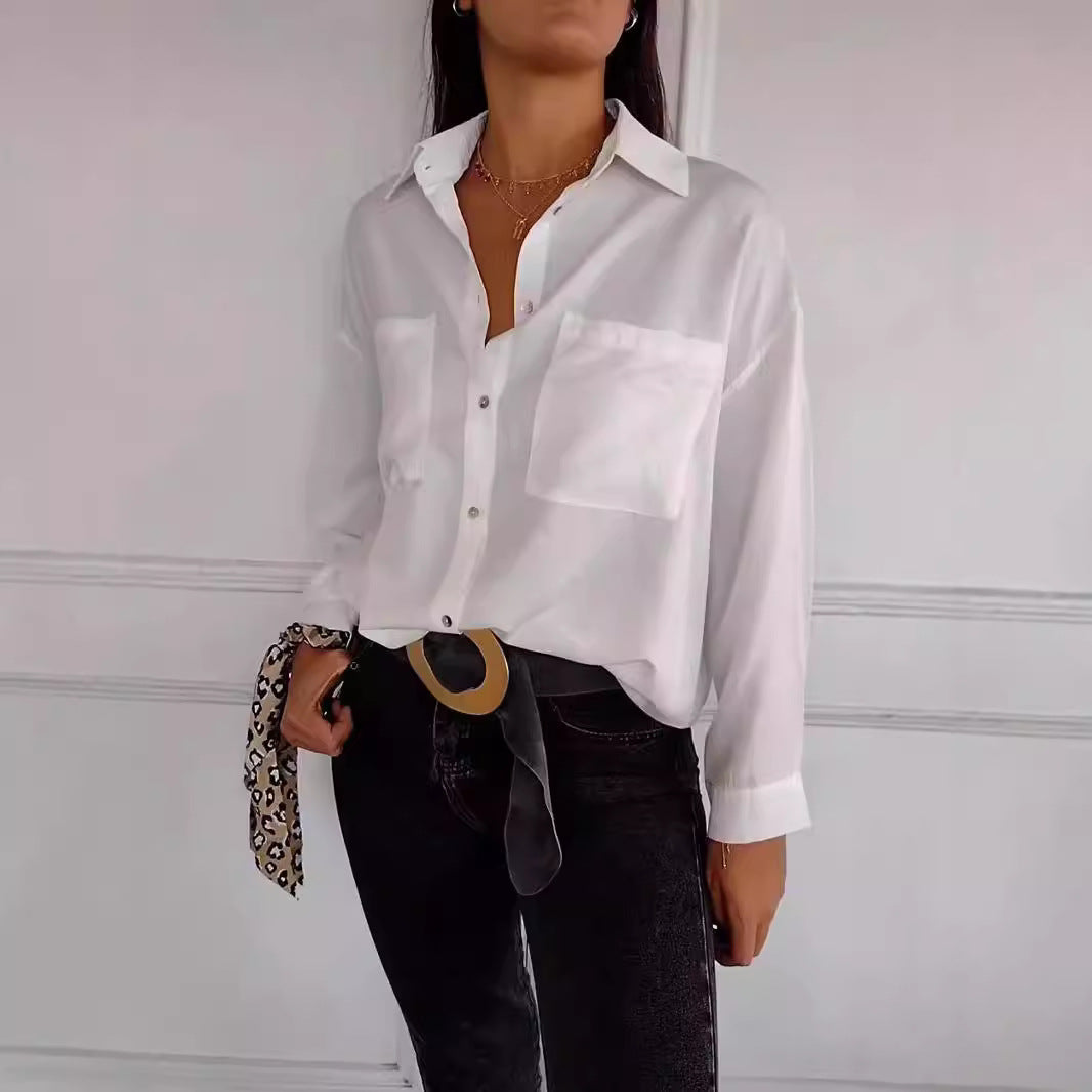 Dame afslappet skjorte med lommer Stilla