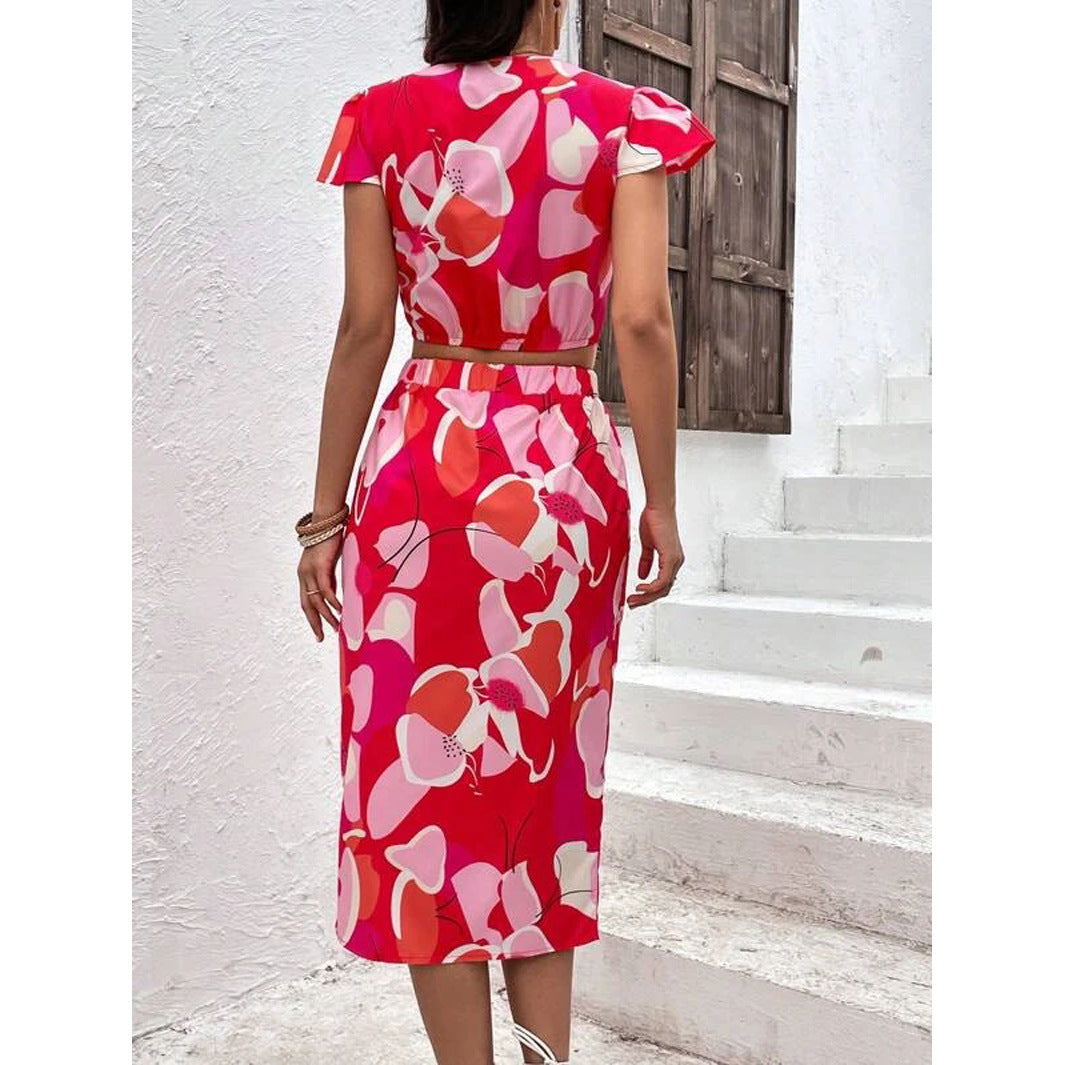 Dame Crop-Top og Nederdel Sæt Stilla