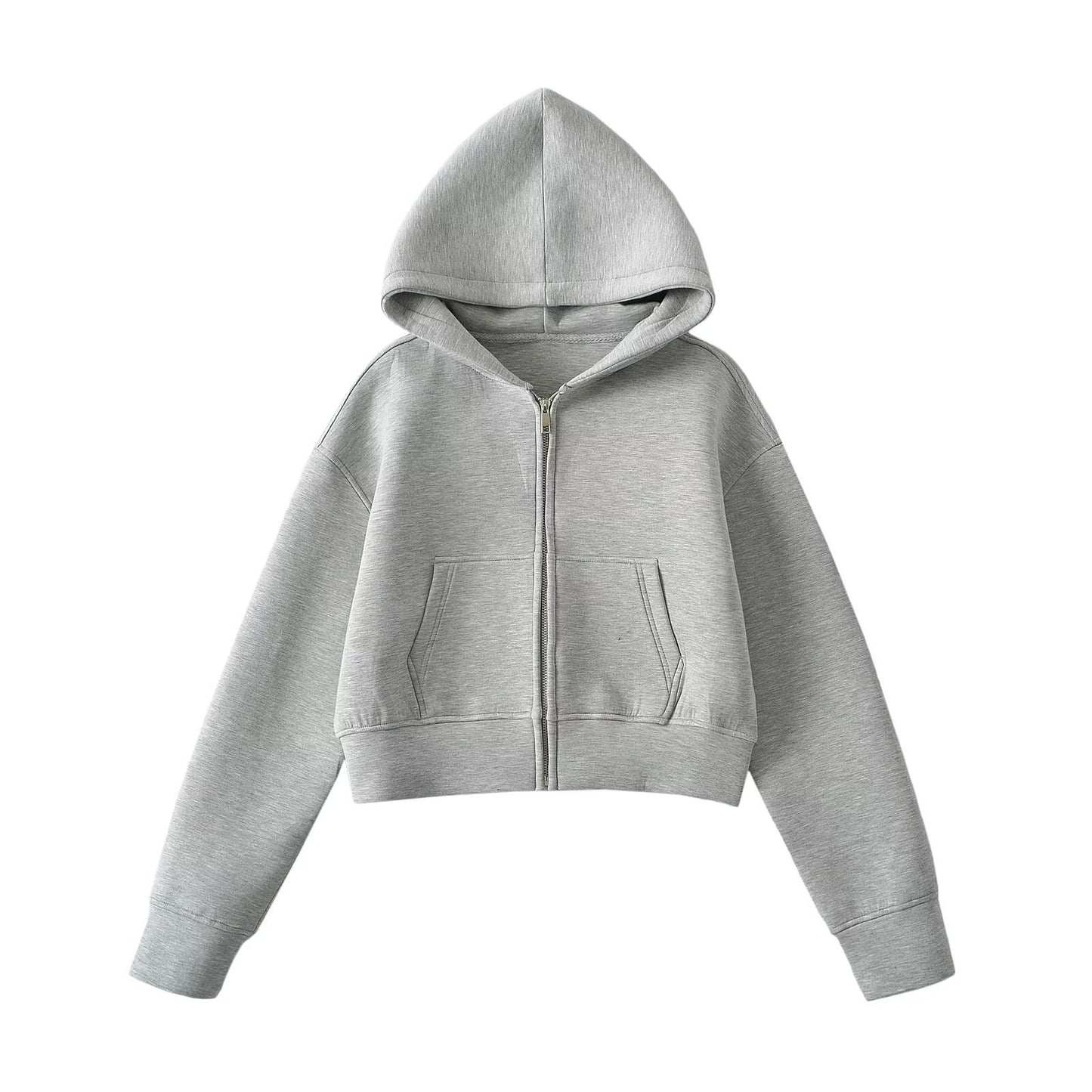 Dame cropped hættetrøje med smart lynlås og blødt materiale Stilla