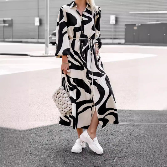 Dame abstrakttryk Maxi-shirtkjole Stilla