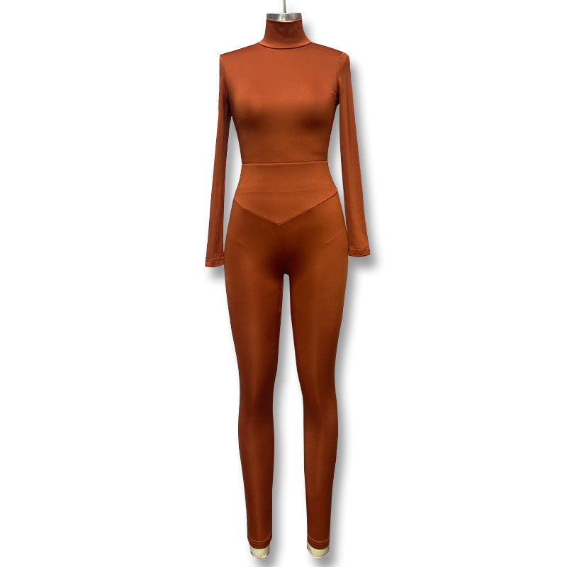 Dame elegant jumpsuit med høj krave og figurtilpasset snit Stilla