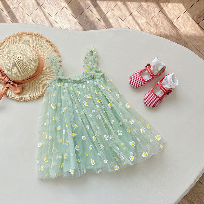 Pige Floral Broderet Tulle Sommerkjole Stilla