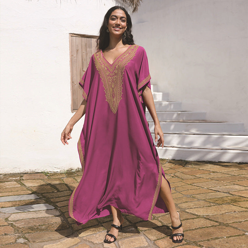 Dame elegant Kaftan med kunstneriske broderier Stilla