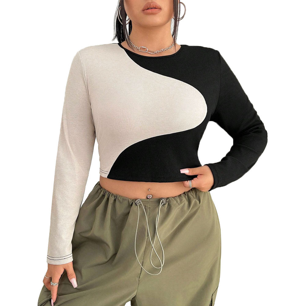 Dame cropped Langærmet skjorte med kontrasterende design og figurvenlig skæring Stilla