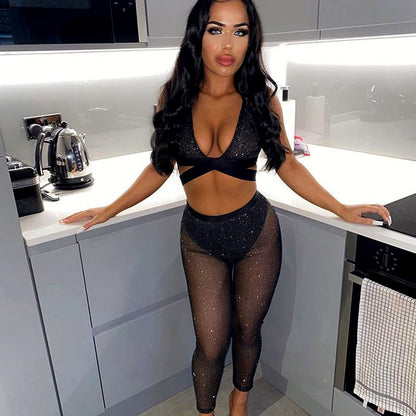 Femme Højtaljet Gennemsigtig Bodysuit-Sæt Stilla