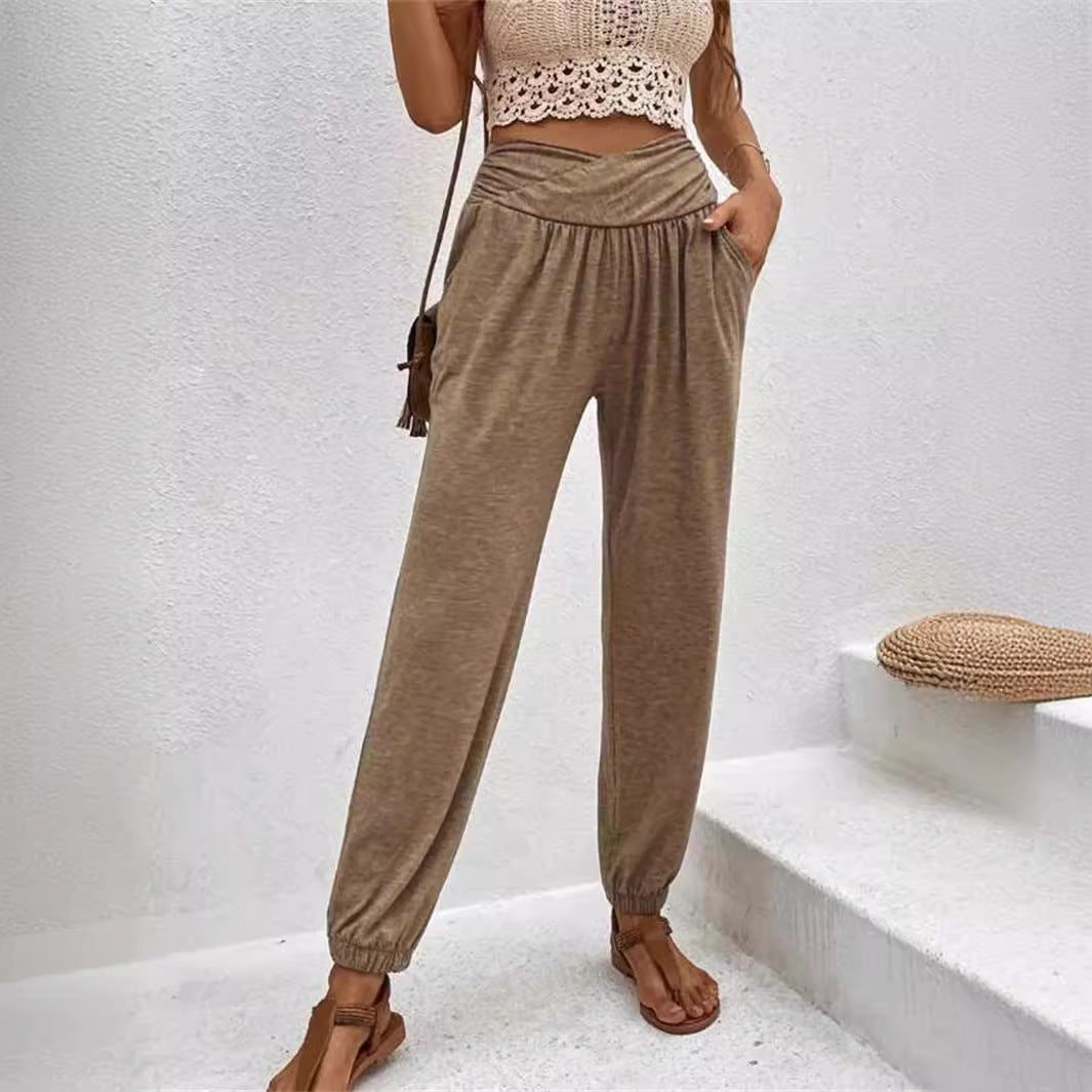 Dame afslappet harem bukser med elastisk talje og lommer Stilla
