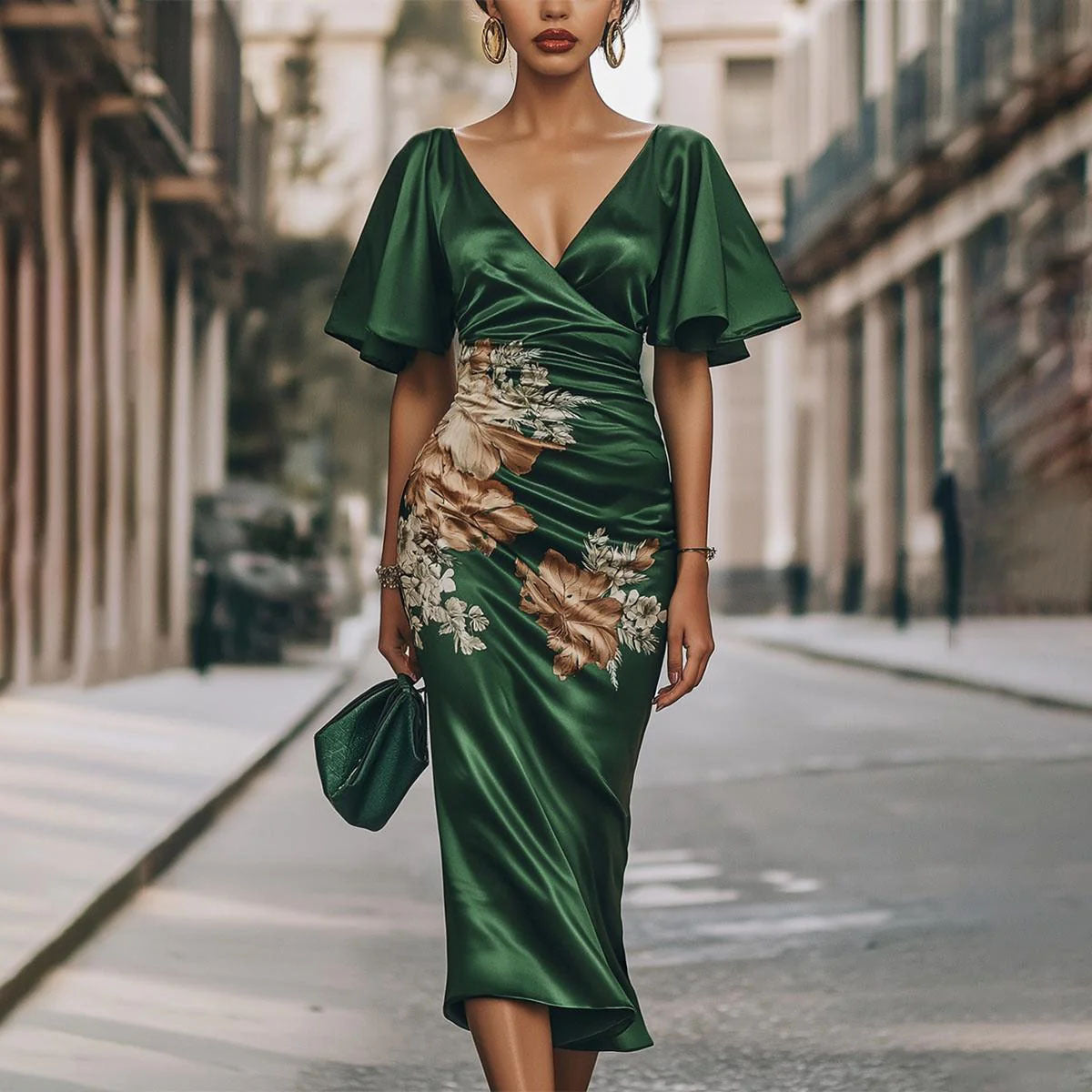 Dame Elegant Floral Håndklæde Kjole Stilla