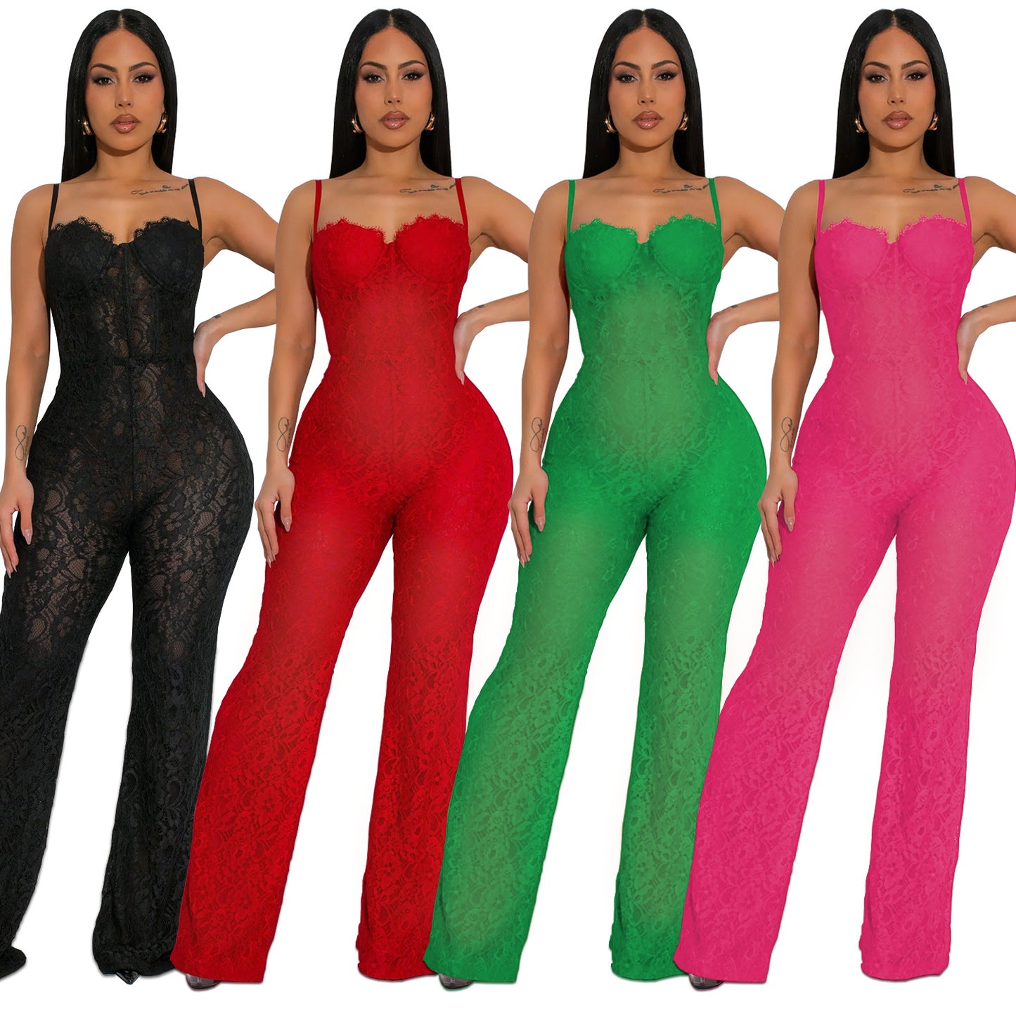 Dame Elegant Bodysuit i blonde med gennemsigtigt design og dyb udrigning Stilla